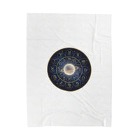 Celestial Zodiac Wheel Velveteen Plush Blanket | Constellation, Metallic Gold