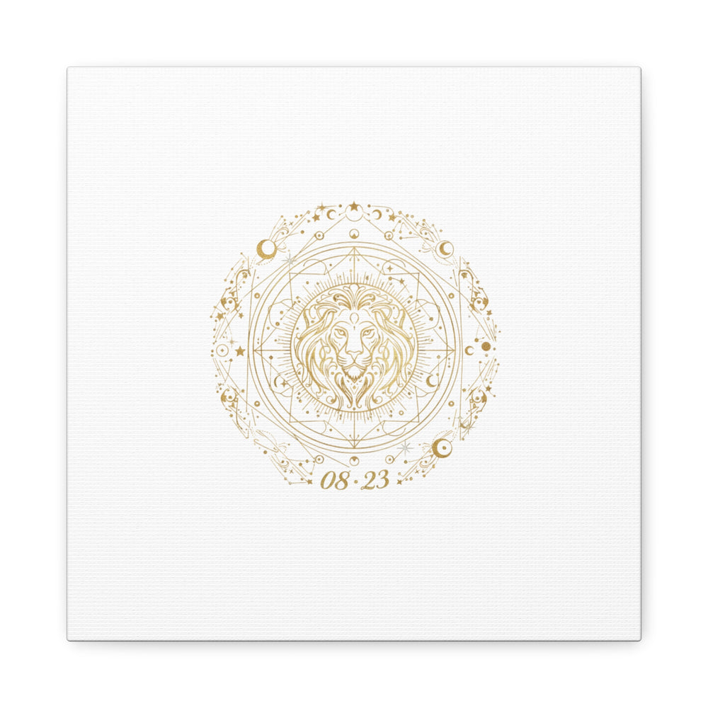Gold Leo Zodiac Canvas, Astrological Constellation Art | Metallic Lion Wall Art