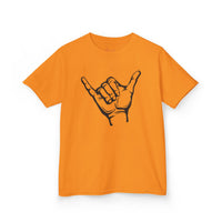Gildan 5000B | Kids' Shaka Hand "Hang Loose" Graphic Tee – Soft Cotton Youth T-Shirt