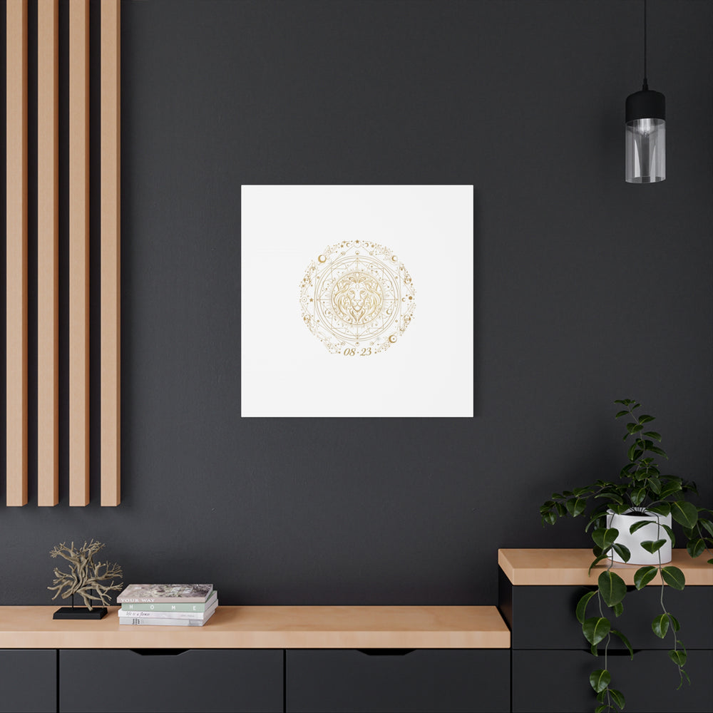 Gold Leo Zodiac Canvas, Astrological Constellation Art | Metallic Lion Wall Art