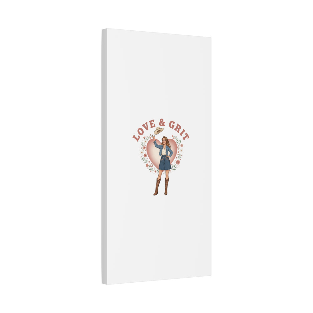 Love & Grit Canvas, Western Valentine Cowgirl Heart Poster | Cowboy Valentine
