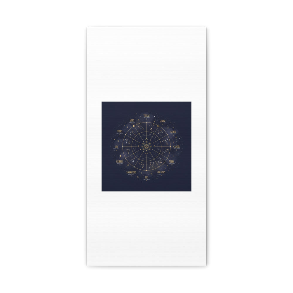 Gold Zodiac Wheel Canvas | Astrology Constellation Art, Cosmic Wall Print