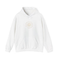 Celestial Zodiac Crest Hoodie | astrology constellation, metallic foil accents