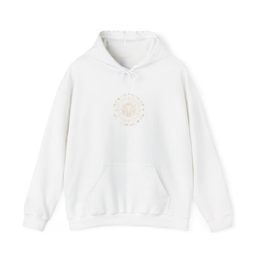 Celestial Zodiac Crest Hoodie | astrology constellation, metallic foil accents