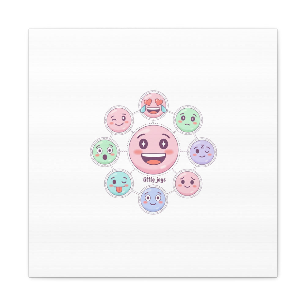 Hand-Drawn Emoticon Sticker Pattern Canvas | Cute Emoji Repeat Print