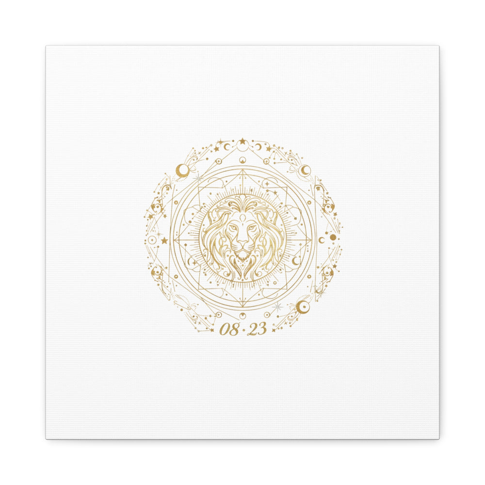 Gold Leo Zodiac Canvas, Astrological Constellation Art | Metallic Lion Wall Art