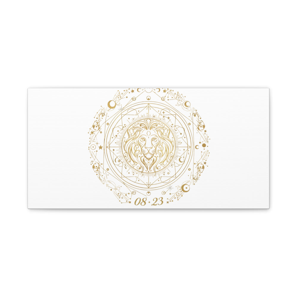 Gold Leo Zodiac Canvas, Astrological Constellation Art | Metallic Lion Wall Art