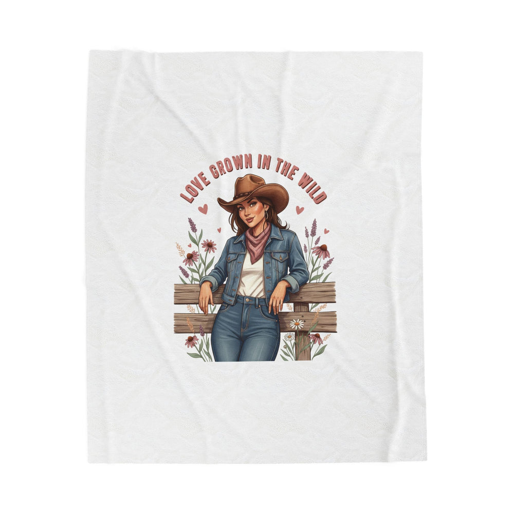 Cowgirl Love Illustration Velveteen Blanket | Western Valentine, Vintage Badge