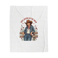 Cowgirl Love Illustration Velveteen Blanket | Western Valentine, Vintage Badge