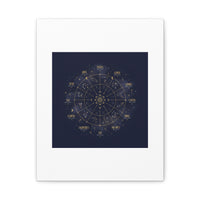 Gold Zodiac Wheel Canvas | Astrology Constellation Art, Cosmic Wall Print
