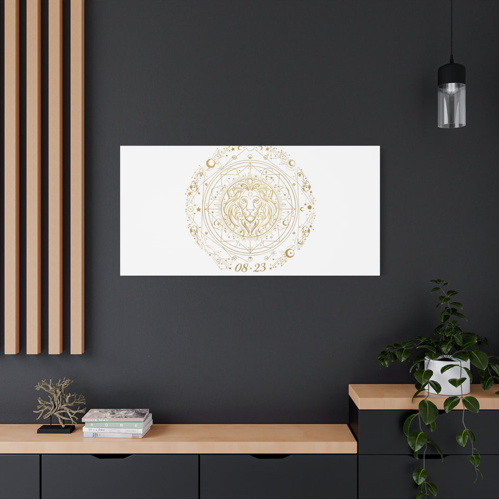 Gold Leo Zodiac Canvas, Astrological Constellation Art | Metallic Lion Wall Art