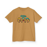 Gildan 5000B | "Happy Trio" Kids' Premium Cotton Graphic Tee | Little Smiles & Winks – Fun Cartoon Kids’ T-Shirt | Joyful Friends Unisex Kids' Summer Graphic Tee