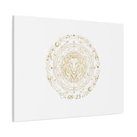 Gold Leo Zodiac Canvas, Astrological Constellation Art | Metallic Lion Wall Art