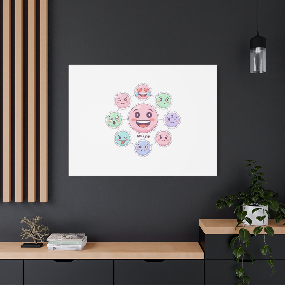 Hand-Drawn Emoticon Sticker Pattern Canvas | Cute Emoji Repeat Print