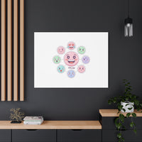 Hand-Drawn Emoticon Sticker Pattern Canvas | Cute Emoji Repeat Print