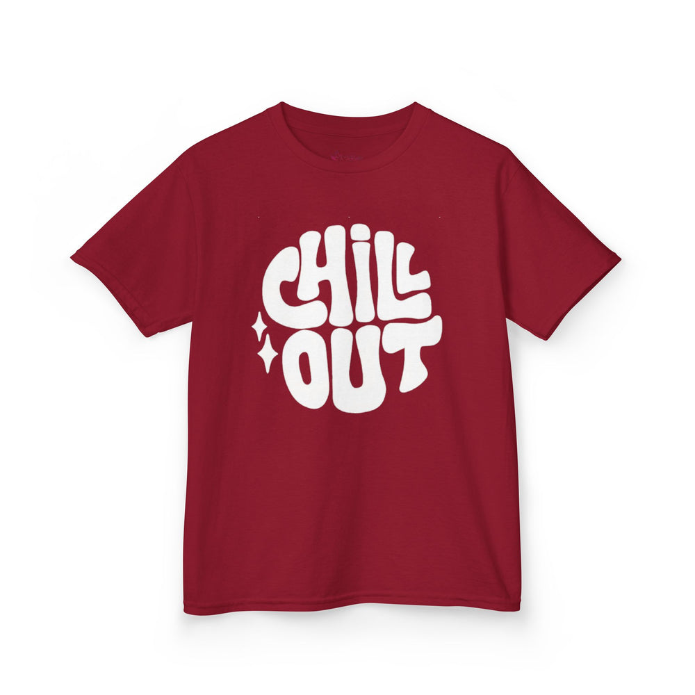 Gildan 5000B | Groovy "Chill Out" Kids' Cotton T-Shirt – Retro Aesthetic Youth Graphic Tee