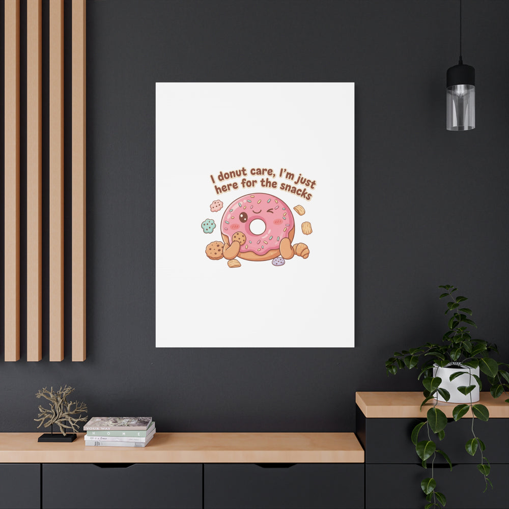 Donut Snacks Pun Canvas | Food & Snack Humor, Cozy Kawaii Art