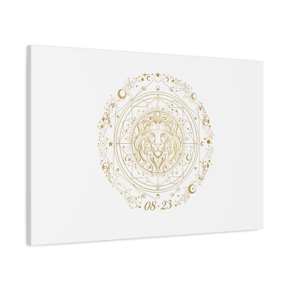 Gold Leo Zodiac Canvas, Astrological Constellation Art | Metallic Lion Wall Art