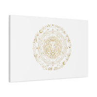 Gold Leo Zodiac Canvas, Astrological Constellation Art | Metallic Lion Wall Art