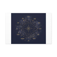 Gold Zodiac Wheel Canvas | Astrology Constellation Art, Cosmic Wall Print