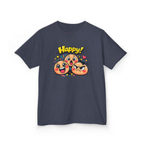 Gildan 5000B | Kids' "Happy Trio" Emoji Graphic Tee – Fun & Expressive Summer Shirt | "Happy!" Vibes Youth T-Shirt – Soft Cotton Tee for Active Kids | Vibrant Emoji Squad Kids' Tee – Comfortable Daily...
