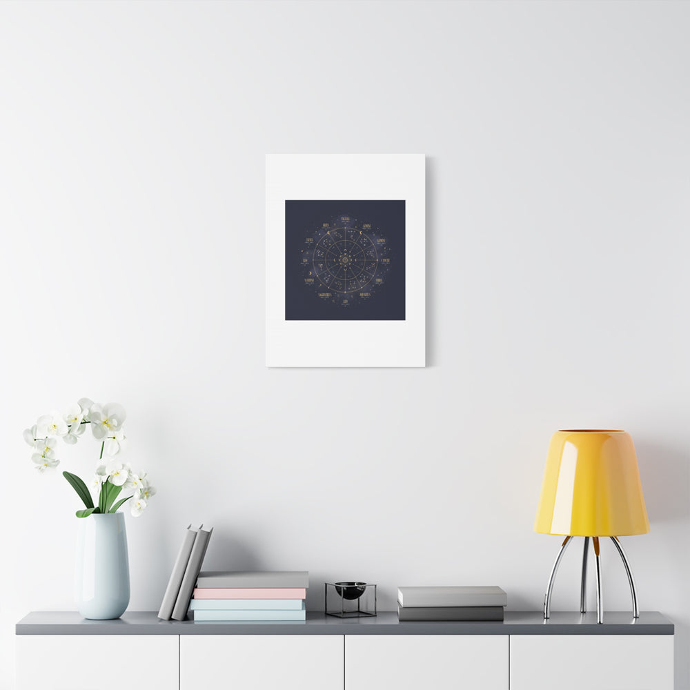 Gold Zodiac Wheel Canvas | Astrology Constellation Art, Cosmic Wall Print