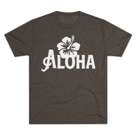 Next Level 6010 | Unisex Vintage Aloha Hibiscus Unisex Tri-Blend Tee – Retro Beach Vibes