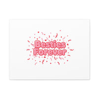 Besties Forever Canvas | Galentine’s Friendship Wall Art, Pink Confetti