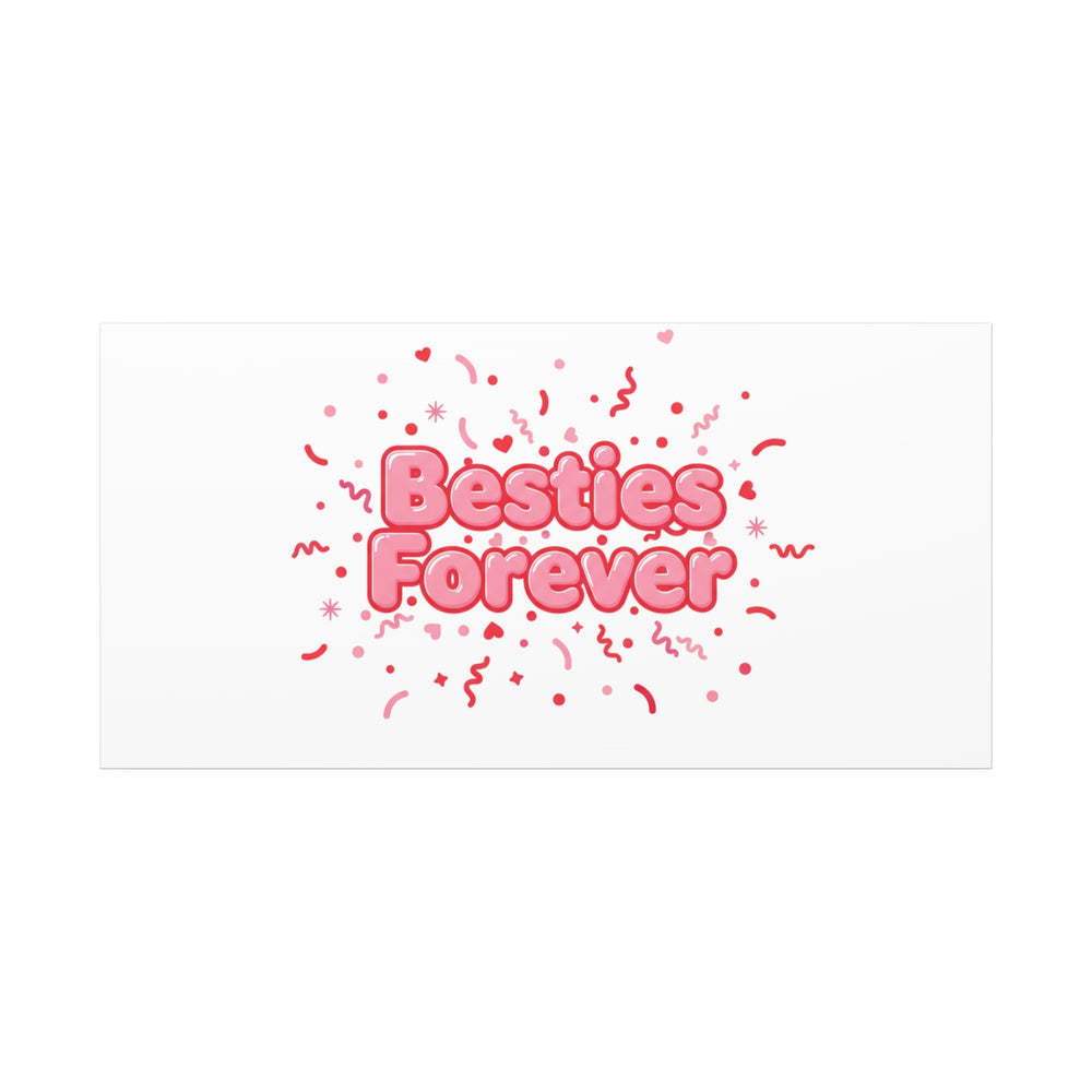 Besties Forever Canvas | Galentine’s Friendship Wall Art, Pink Confetti