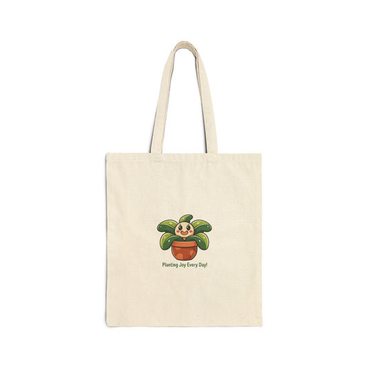 Planting Joy Tote, canvas plant parent humor, succulent pun bag