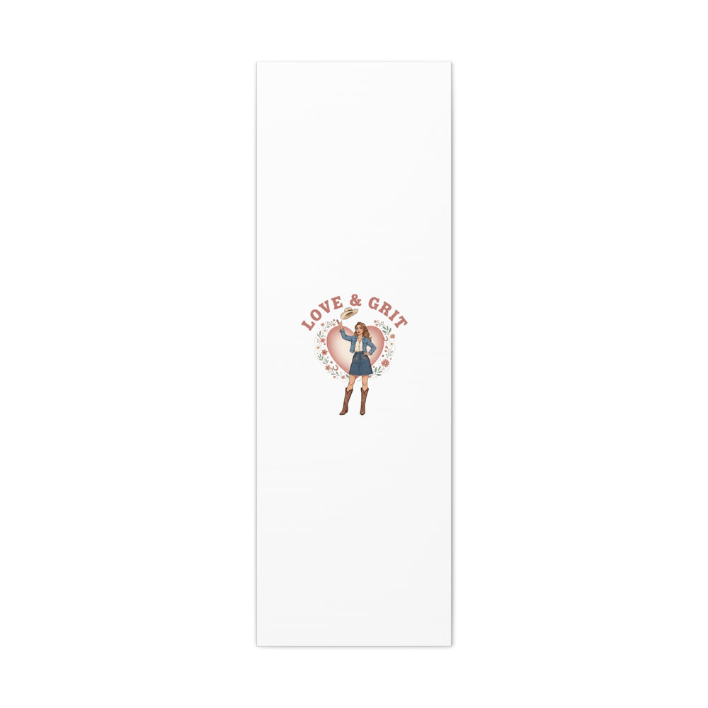 Love & Grit Canvas, Western Valentine Cowgirl Heart Poster | Cowboy Valentine