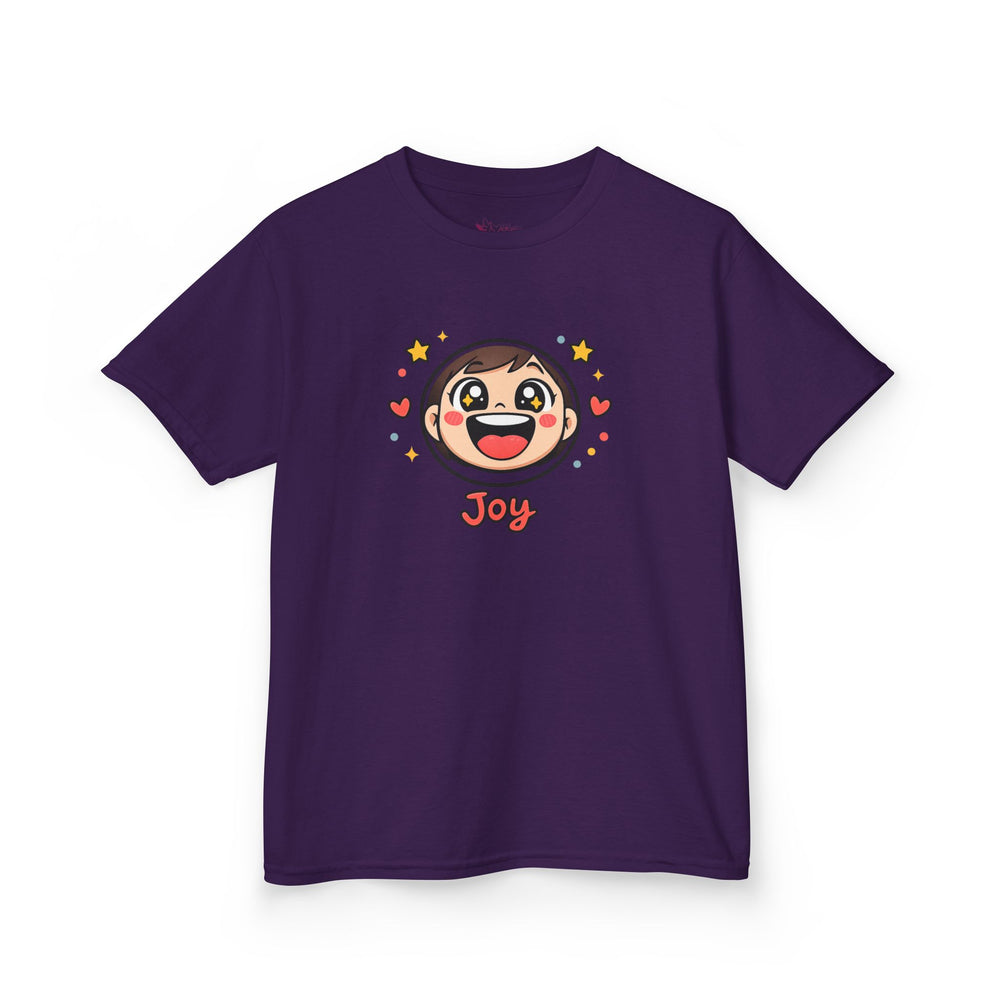 Gildan 5000B | "Joy" Sparkle Character Kids' Tee | Fun & Comfortable Youth T-Shirt | Kids T‑Shirt — Cute Smiling Character "Joy" Graphic