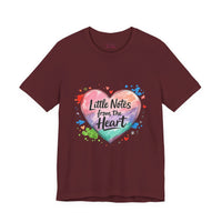 Bella+Canvas 3001 | "Little Notes from the Heart" Heart-Shaped Aesthetic T-Shirt | Little Notes from the Heart Tee | hand‑drawn marker effect, doodle art