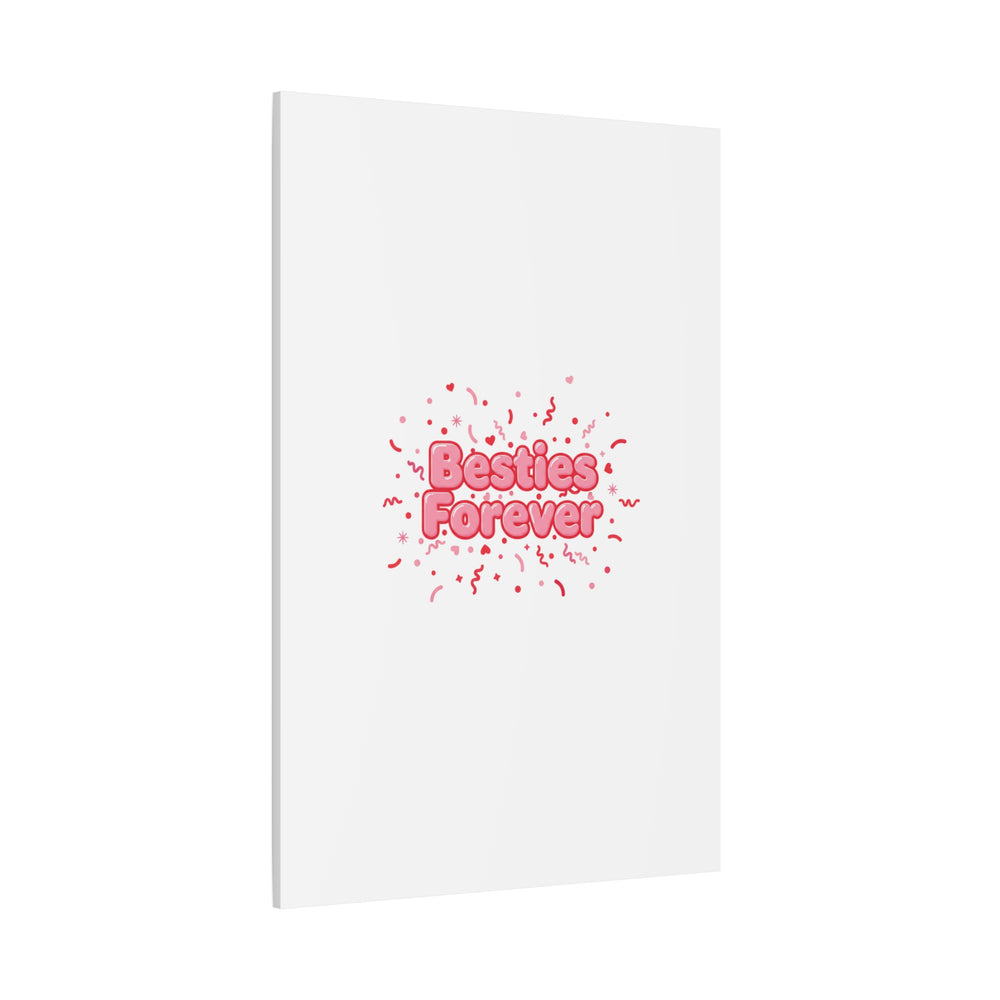Besties Forever Canvas | Galentine’s Friendship Wall Art, Pink Confetti