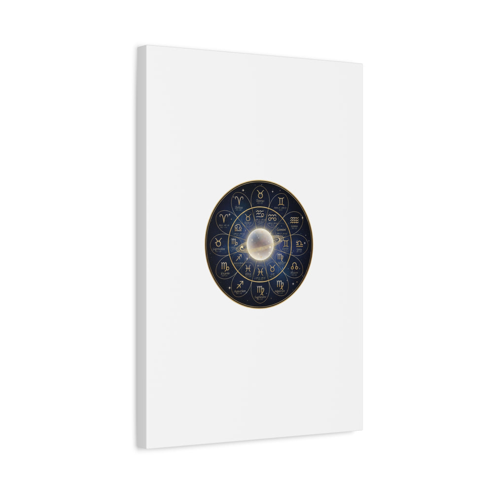 Zodiac Constellation Wheel Canvas, Astrology Art Print | Gold Foil Galaxy