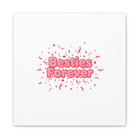 Besties Forever Canvas | Galentine’s Friendship Wall Art, Pink Confetti