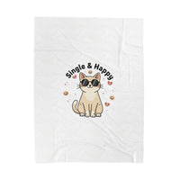 Single & Happy Cat Plush Blanket | Anti Valentine, Funny Single Humor