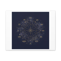 Gold Zodiac Wheel Canvas | Astrology Constellation Art, Cosmic Wall Print