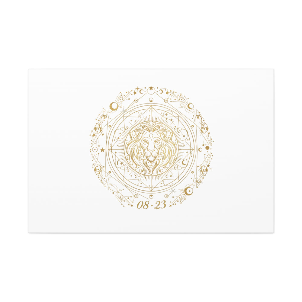 Gold Leo Zodiac Canvas, Astrological Constellation Art | Metallic Lion Wall Art