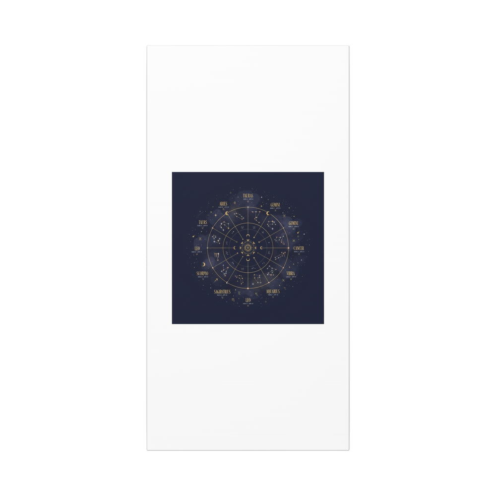 Gold Zodiac Wheel Canvas | Astrology Constellation Art, Cosmic Wall Print