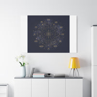 Gold Zodiac Wheel Canvas | Astrology Constellation Art, Cosmic Wall Print