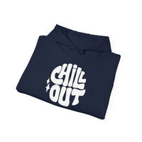 Gildan 18500 | Unisex "Chill Out" Retro Graphic Hoodie – Bold Puff Lettering Pullover – Premium Soft Fleece Streetwear