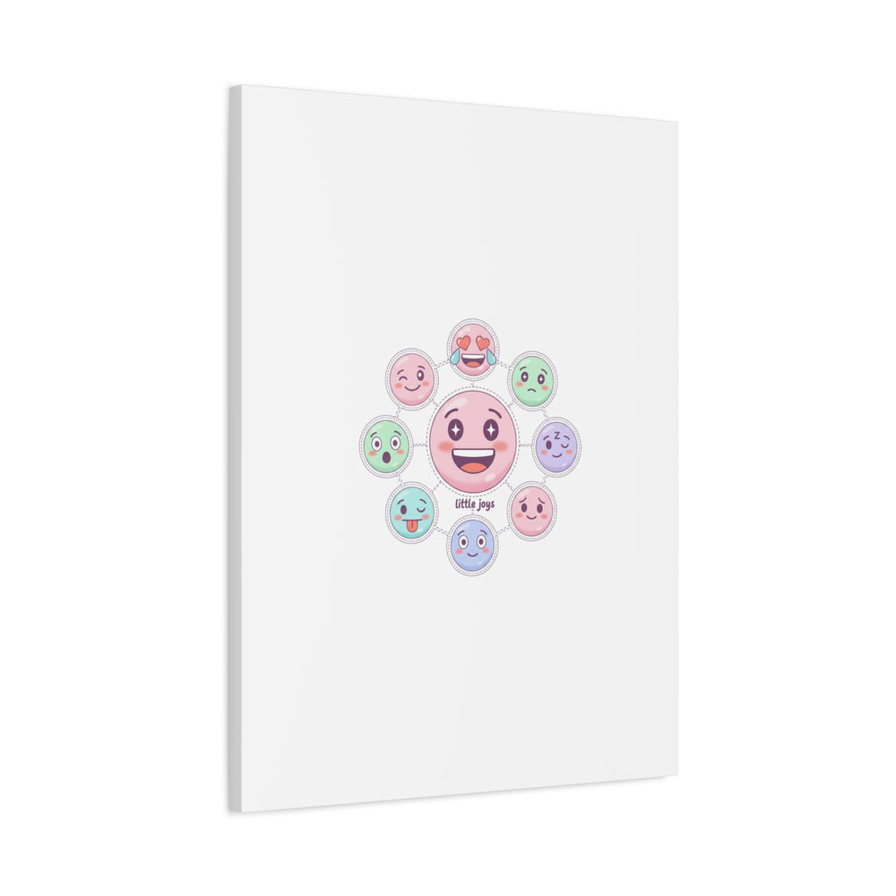 Hand-Drawn Emoticon Sticker Pattern Canvas | Cute Emoji Repeat Print