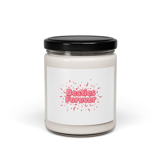 Besties Forever Soy Candle, Galentine’s Friendship Candle | Pink Cheerful Typography