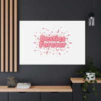 Besties Forever Canvas | Galentine’s Friendship Wall Art, Pink Confetti