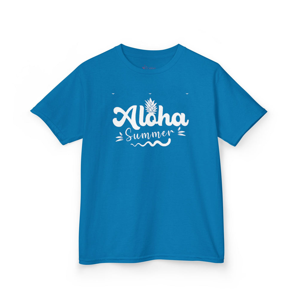 Gildan 5000B | Kids' "Aloha Summer" Graphic Tee – Soft Cotton Beach & Vacation T-Shirt