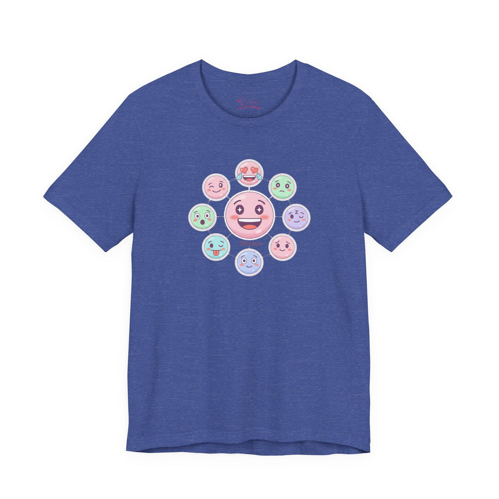 Bella+Canvas3001 | Hand-Drawn Emoticon Pattern Tee | Cute Emoji Sticker Repeat Print
