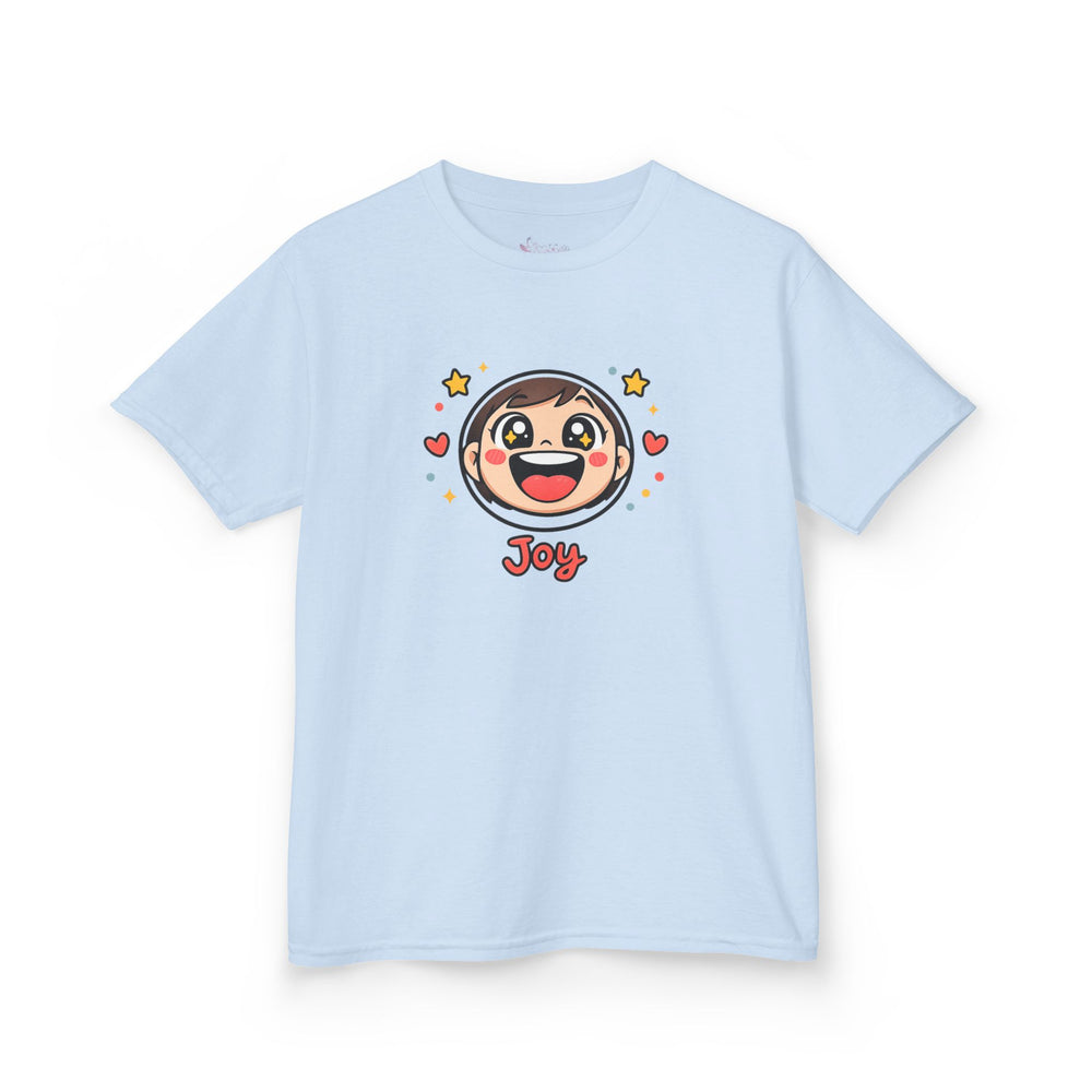 Gildan 5000B | "Joy" Sparkle Character Kids' Tee | Fun & Comfortable Youth T-Shirt | Kids T‑Shirt — Cute Smiling Character "Joy" Graphic