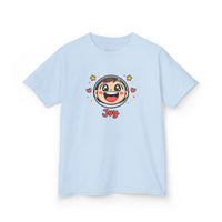Gildan 5000B | "Joy" Sparkle Character Kids' Tee | Fun & Comfortable Youth T-Shirt | Kids T‑Shirt — Cute Smiling Character "Joy" Graphic
