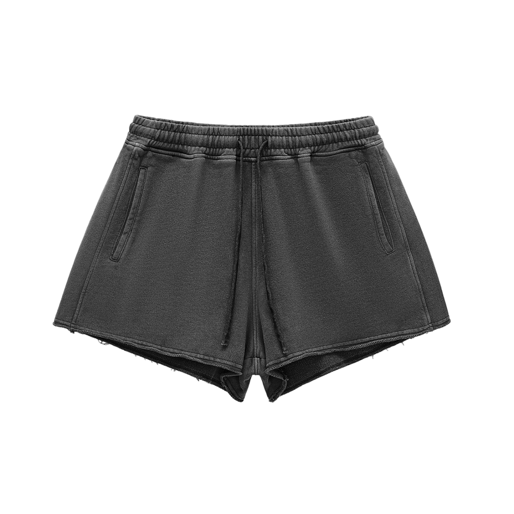 Women Snow Washed Raw Edge Drawstring Shorts | shorts men,shorts women,shorts,short sleeve button down,short sleeve tops for women